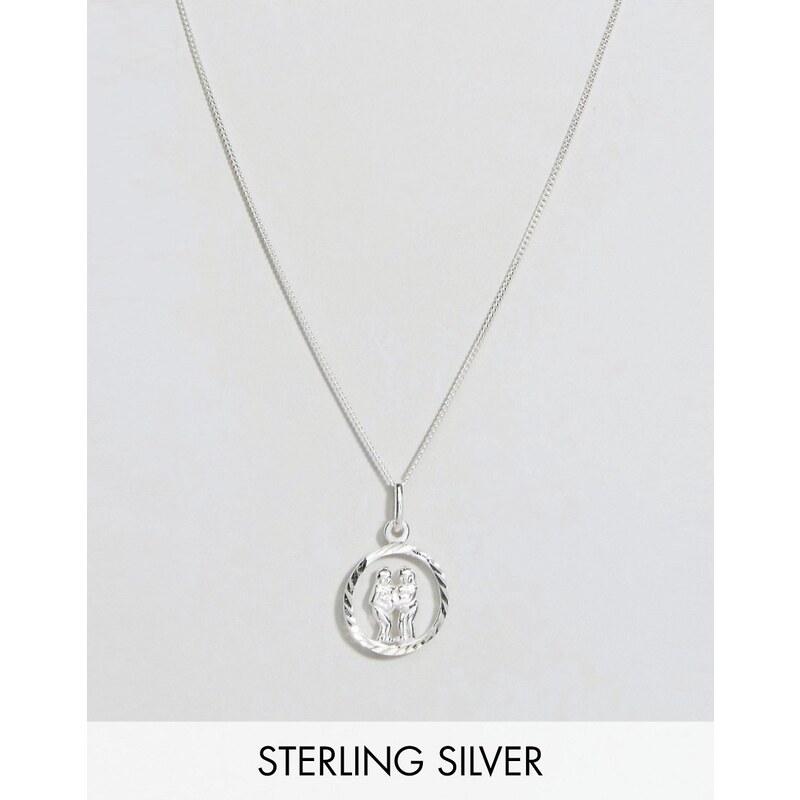 Reclaimed Vintage - Halskette aus Sterlingsilber mit Zwillinge-Anhänger - Silber