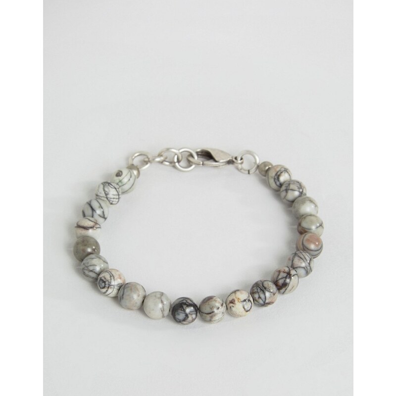 Seven London - Perlenarmband in Grau/Weiß mit Marmoreffekt - Grau