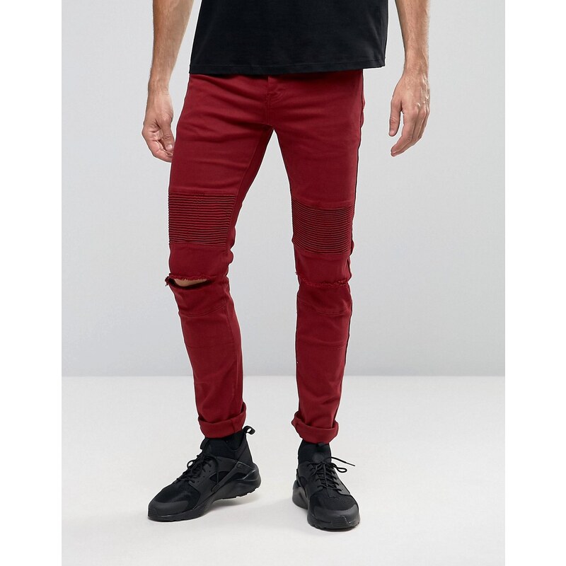 Sixth June - Enge Biker-Jeans mit zerrissenen Knien - Rot