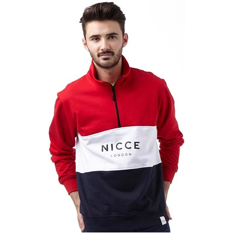 Nicce Mens Team Half Zip Sweater Red/White/Blue