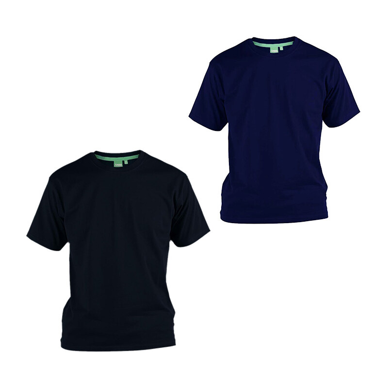Lesara 2er-Set D555 T-Shirt aus Baumwolle - Schwarz & Blau - XXL