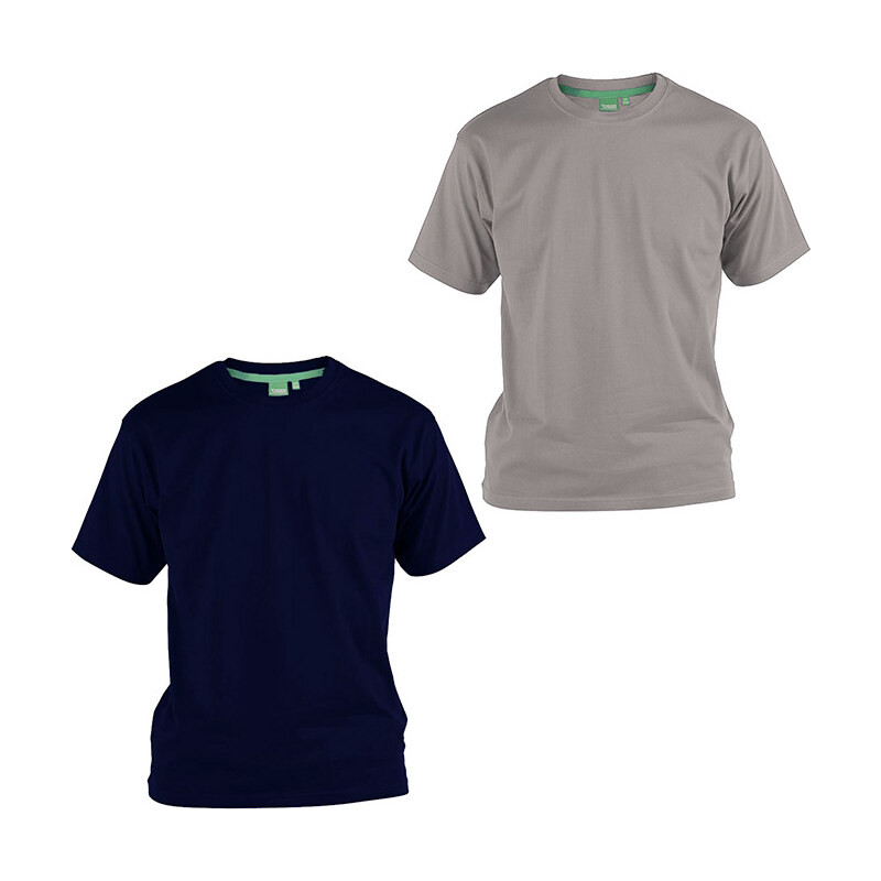 Lesara 2er-Set D555 T-Shirt aus Baumwolle - Blau & Grau - XXL