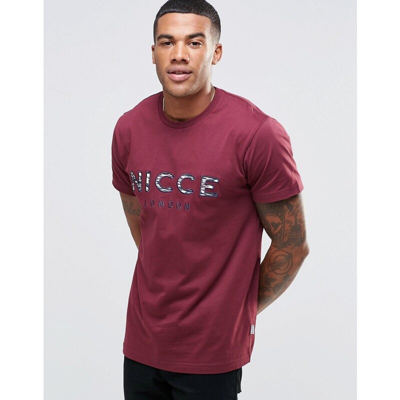 Nicce London - T-Shirt mit gesticktem Logo - Rot