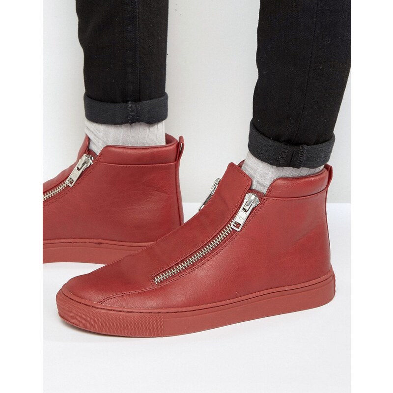 ASOS - Rote Sneaker mit breiter Sohle und Reißverschluss - Rot