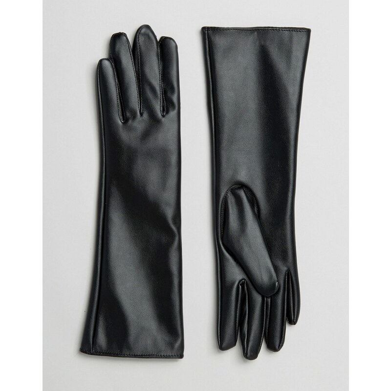 7X - Leatherette - Lange Handschuhe - Schwarz