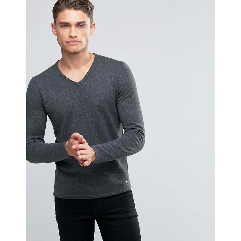 Esprit - Pullover mit V-Ausschnitt - Grau