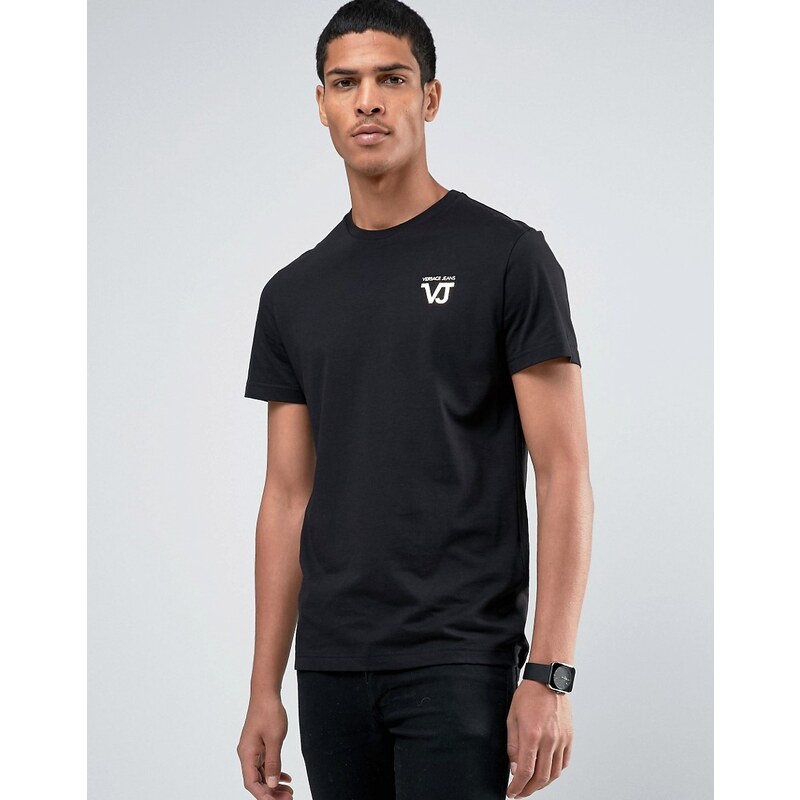 Versace - T-Shirt mit kleinem Logo - Schwarz
