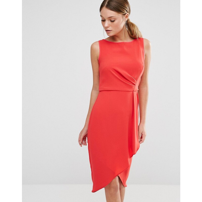 Coast - Drew - Kleid in gedrehter, drapierter Optik vorne und Wickelrock - Rot