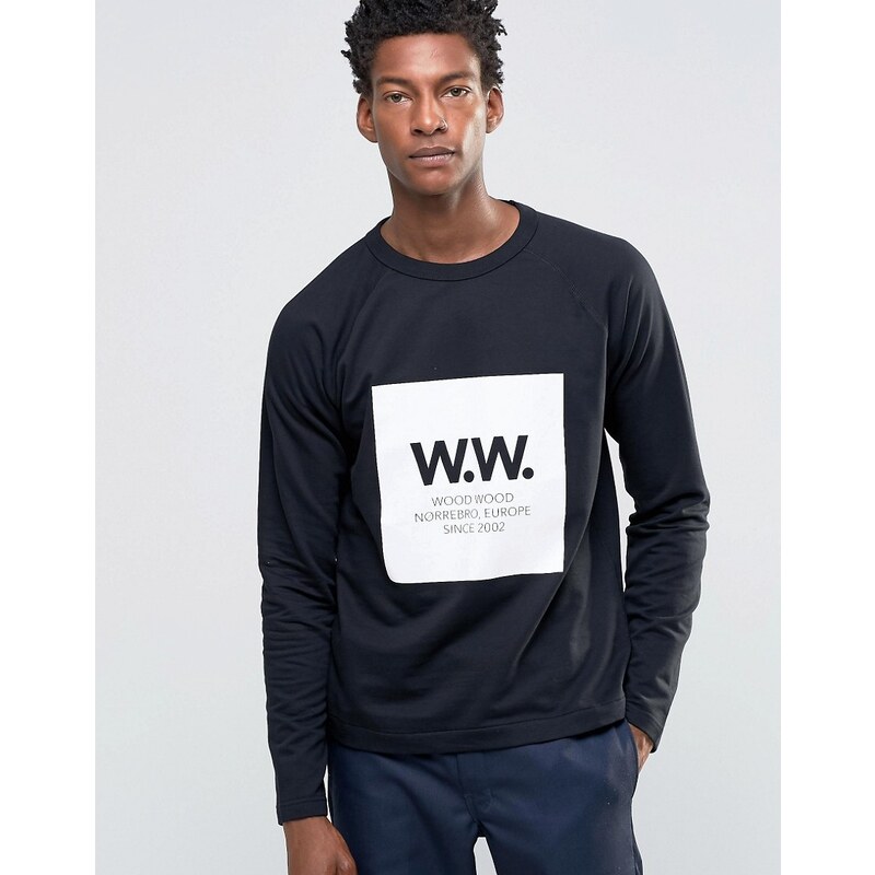 Wood Wood - Tyrone - Leichtes Sweatshirt mit Box-Logo - Schwarz