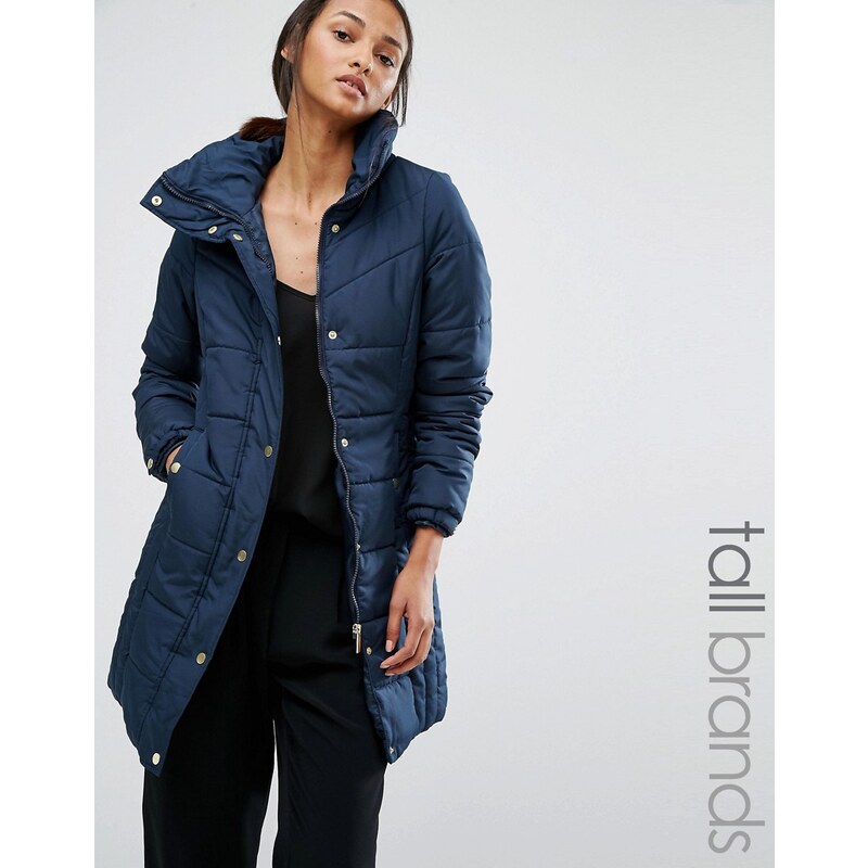 Vero Moda Tall - Wattierter Mantel mit Stehkragen - Marineblau