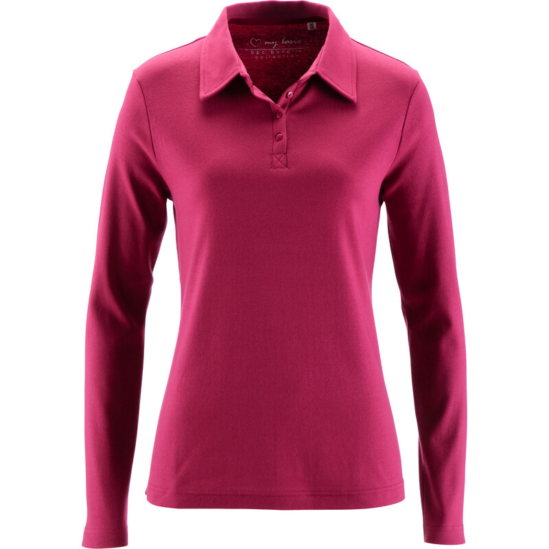 bpc bonprix collection Basic Baumwollshirt Rib-Jersey langarm in pink für Damen von bonprix