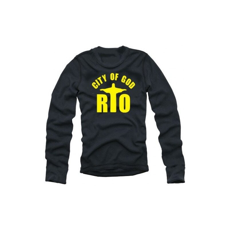 Coole-Fun-T-Shirts Rio city of god LANGARM T-Shirt schwarz/gelb