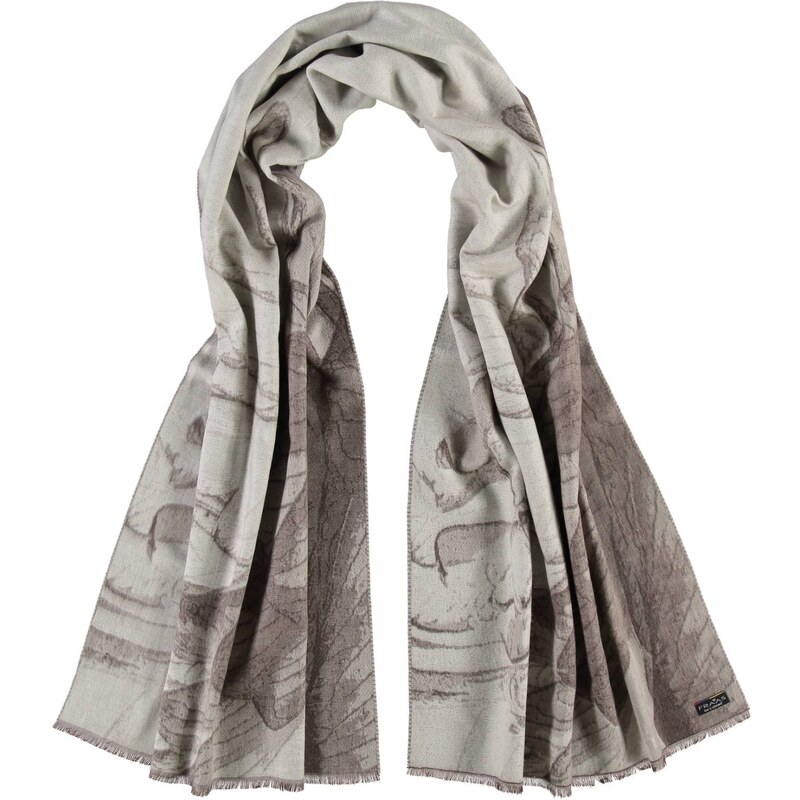 FRAAS Double-Face Cashmink-Schal mit floralem Muster in taupe