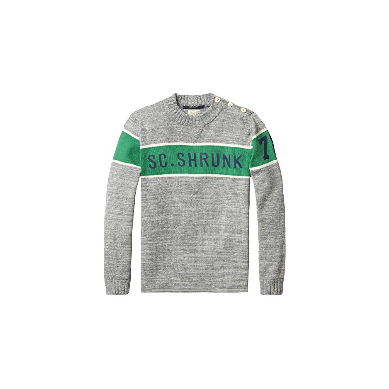 Scotch & Soda Shrunk Jungen Pullover Sporty Crew Neck Pull with Button Closure At Shoulder
