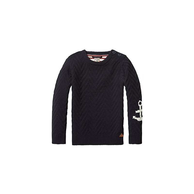 Scotch & Soda Shrunk Jungen Pullover Crew Neck Pull with Mixed Knit Techniques