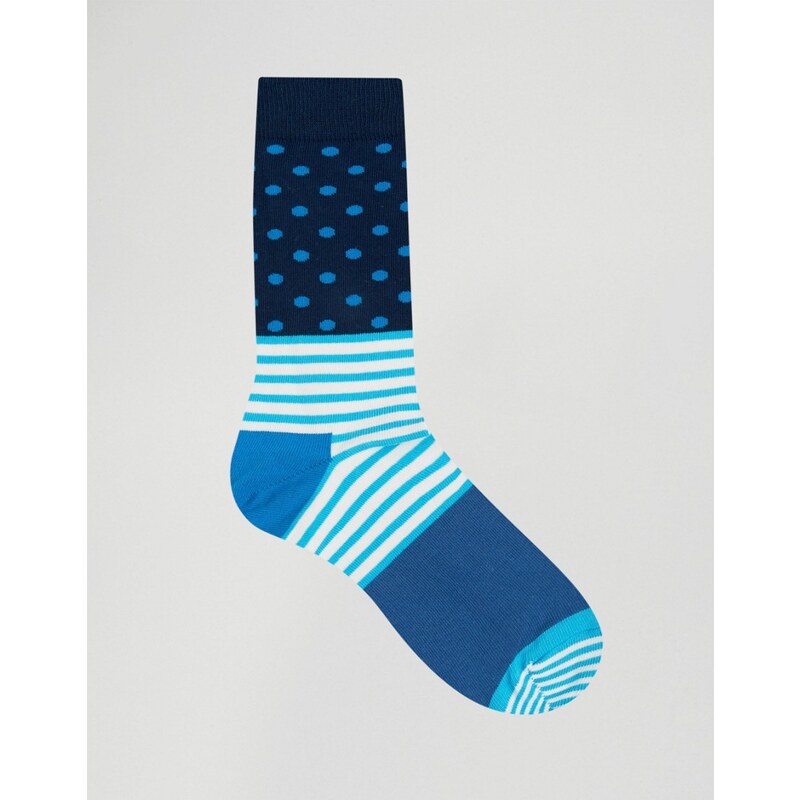 Happy Socks - Socken mit Streifen- und Punktemuster - Blau