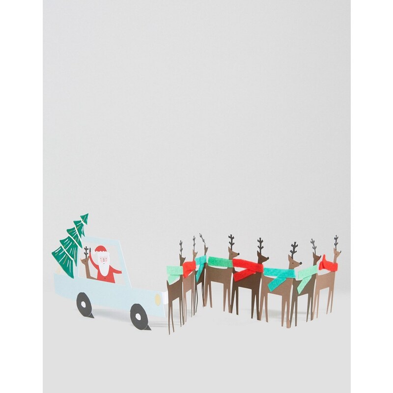 Meri Meri - Santa's Car Concertina - Weihnachtskarte - Mehrfarbig