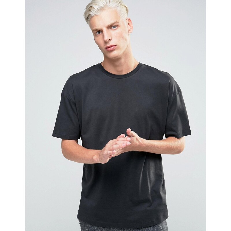 ADPT - Kastiges T-Shirt mit Rundhalsausschnitt - Schwarz