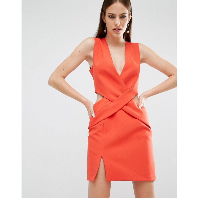 Kendall + Kylie - Kleid mit Zierausschnitten und tiefem Ausschnitt - Orange