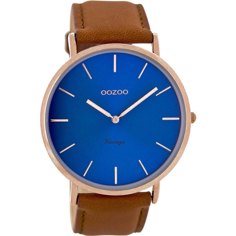Oozoo Vintage Armbanduhr 44 mm Cognac/Blau C8138