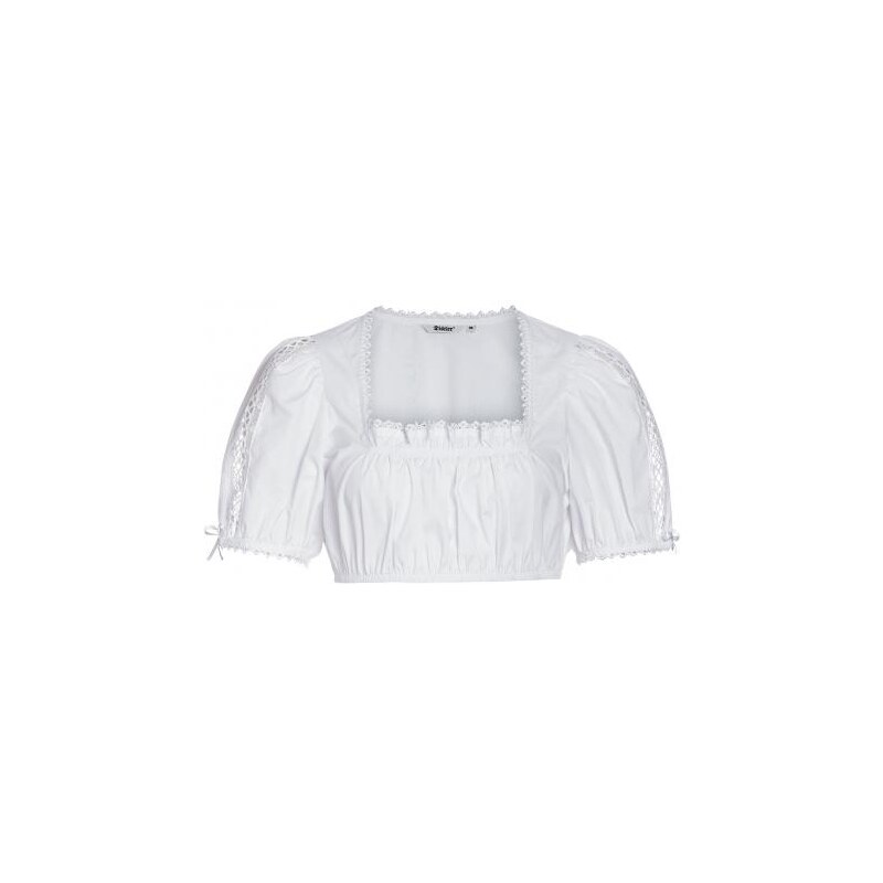 Distler Damen Bluse eckiger Ausschnitt weiß aus Baumwolle
