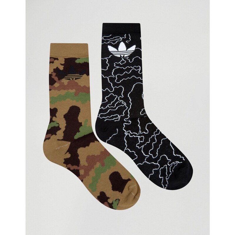 adidas Originals - 2er Pack Socken in Camouflage, AZ0168 - Grün