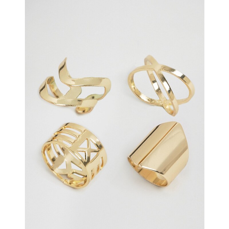 Glamorous - Ringset mit verschiedenen Designs - Gold