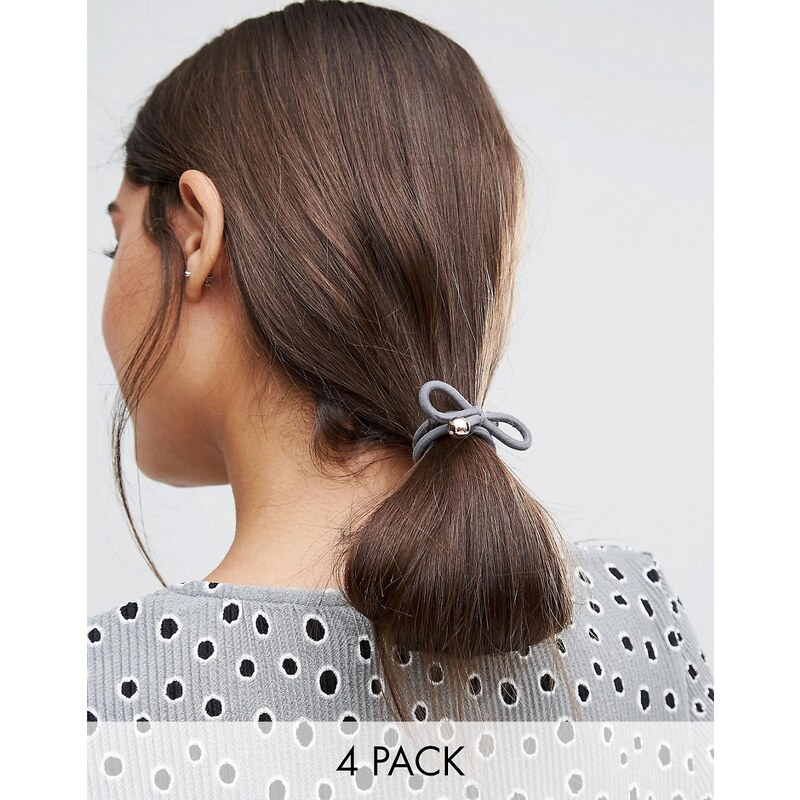 Glamorous - Haargummis mit Schleifen im Multipack - Mehrfarbig
