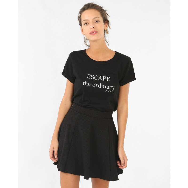 T-Shirt mit Schriftzug Schwarz, Größe M -Pimkie- Mode für Damen