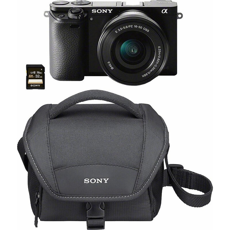 Sony Alpha ILCE-6000L System Kamera, 16-50mm Zoom, inkl. Tasche, 32 GB SD-Karte, 10? Fotogutschein