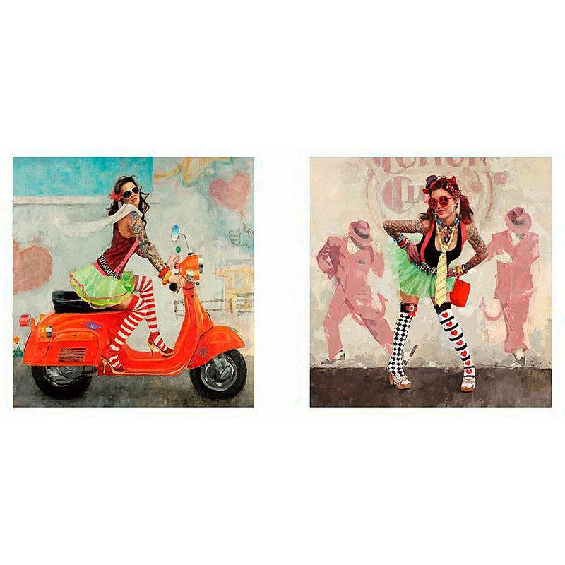 Premium Picture Deco-Panel »Girlie mit Roller/Girlie«, 2x 30/30 cm