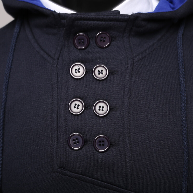 Re-Verse Kapuzensweater mit doppelreihiger Knopfleiste - Dunkelblau - S