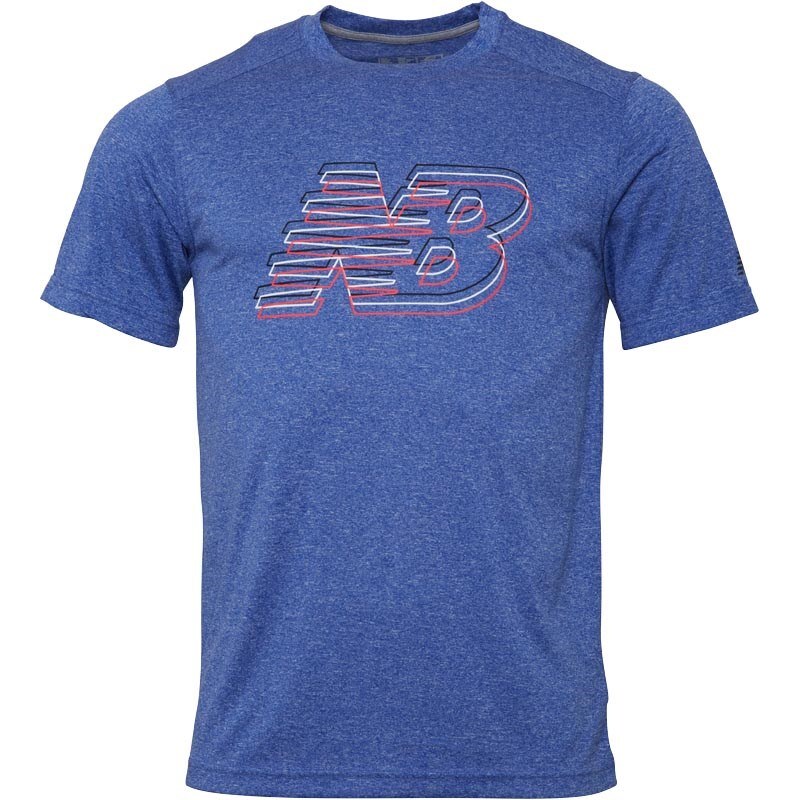 New Balance Herren Accelerate Graphic Heathered T-Shirt Blaumeliert