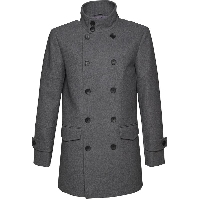 French Connection Herren Double Breasted Funnel Jacket Grau