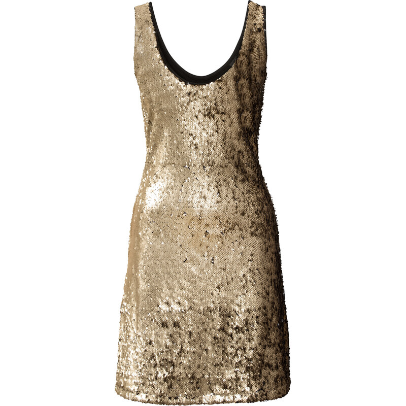 BODYFLIRT Pailletten-Kleid ohne Ärmel in gold von bonprix