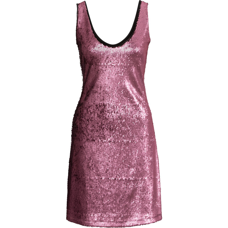 BODYFLIRT Pailletten-Kleid ohne Ärmel in rosa von bonprix