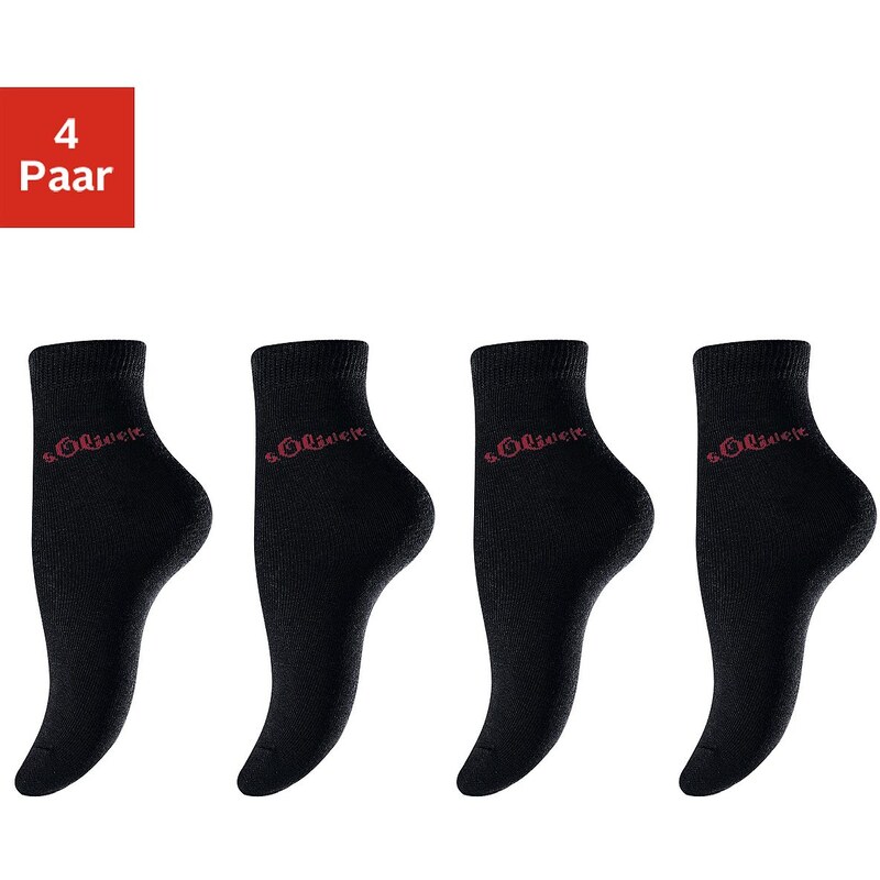 Große Größen: s.Oliver RED LABEL Bodywear Basic-Socken (4 Paar) Made in Germany, 4x schwarz, Gr.27-30-39-42