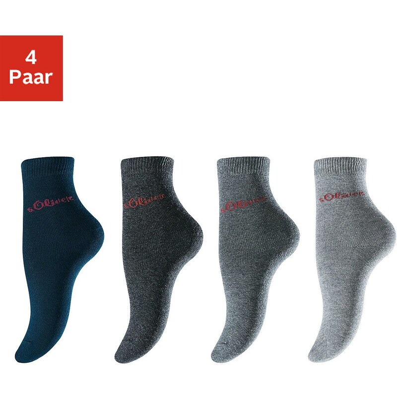 Große Größen: s.Oliver RED LABEL Bodywear Basic-Socken (4 Paar) Made in Germany, 4x Grautöne, Gr.27-30-39-42
