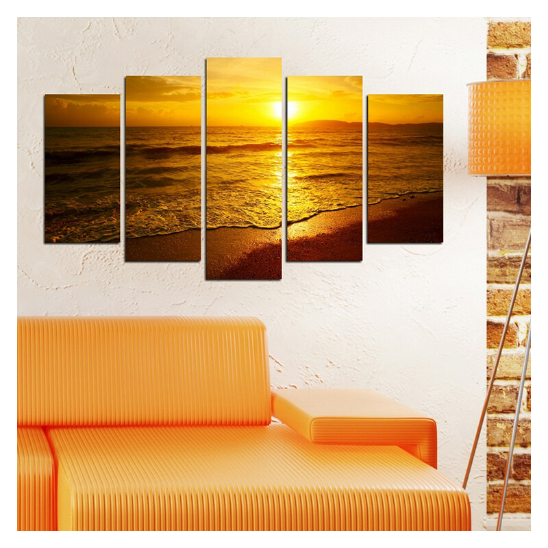 Lesara 5-teiliges Wandbild Sonnenuntergang - Design 1