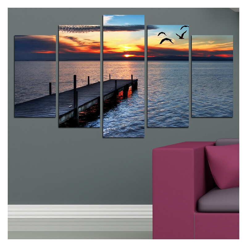 Lesara 5-teiliges Wandbild Sonnenuntergang - Design 3