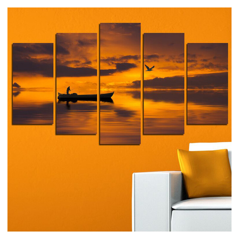 Lesara 5-teiliges Wandbild Sonnenuntergang - Design 5