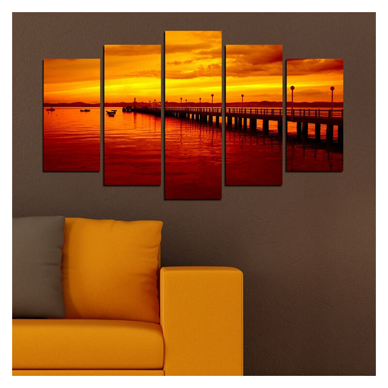Lesara 5-teiliges Wandbild Sonnenuntergang - Design 6