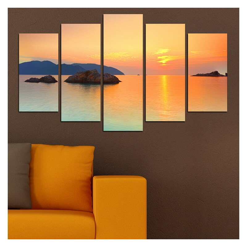 Lesara 5-teiliges Wandbild Sonnenuntergang - Design 8