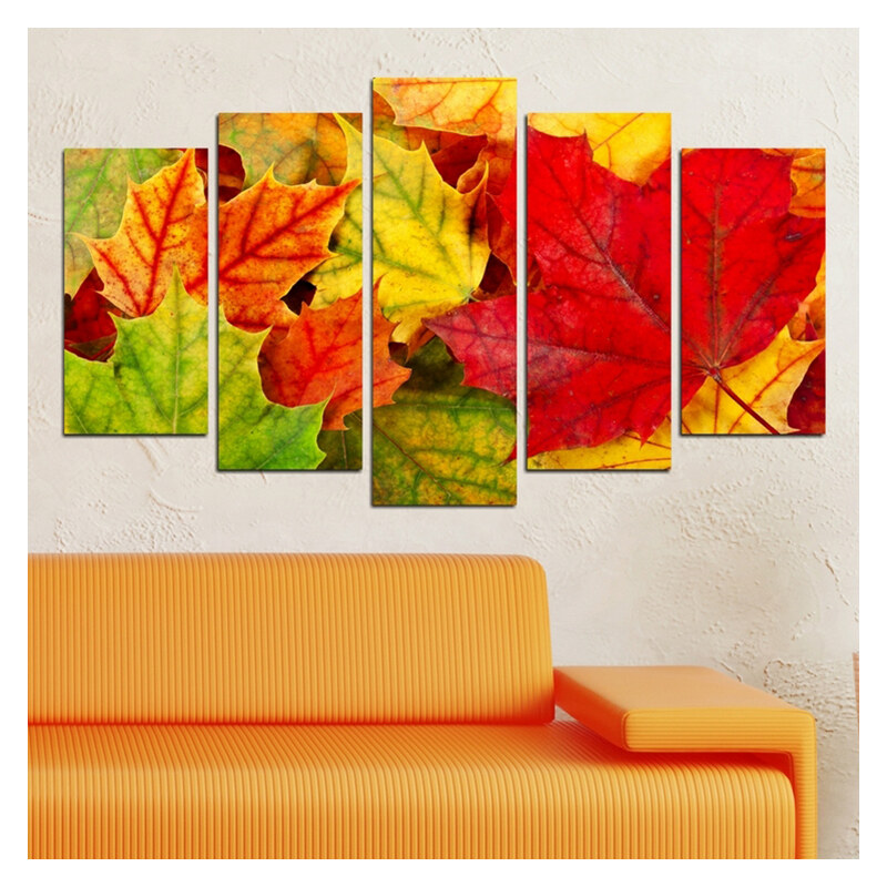 Lesara 5-teiliges Wandbild Herbstblätter - Design 2