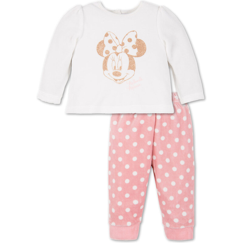 C&A Baby Minnie Mouse Velours-Baby-Pyjama in Weiss