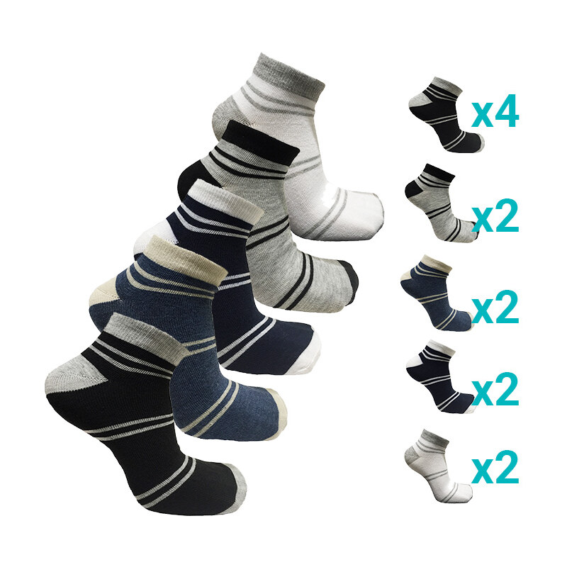 Lesara 12er-Set Socken mit Streifen - 39-42