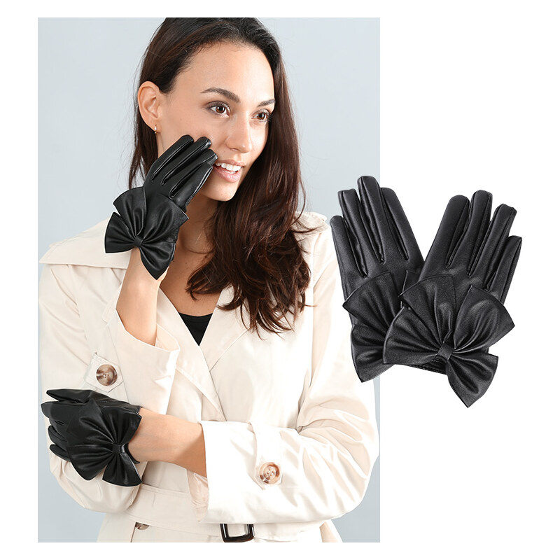Lesara Handschuhe mit Schleifenapplikation