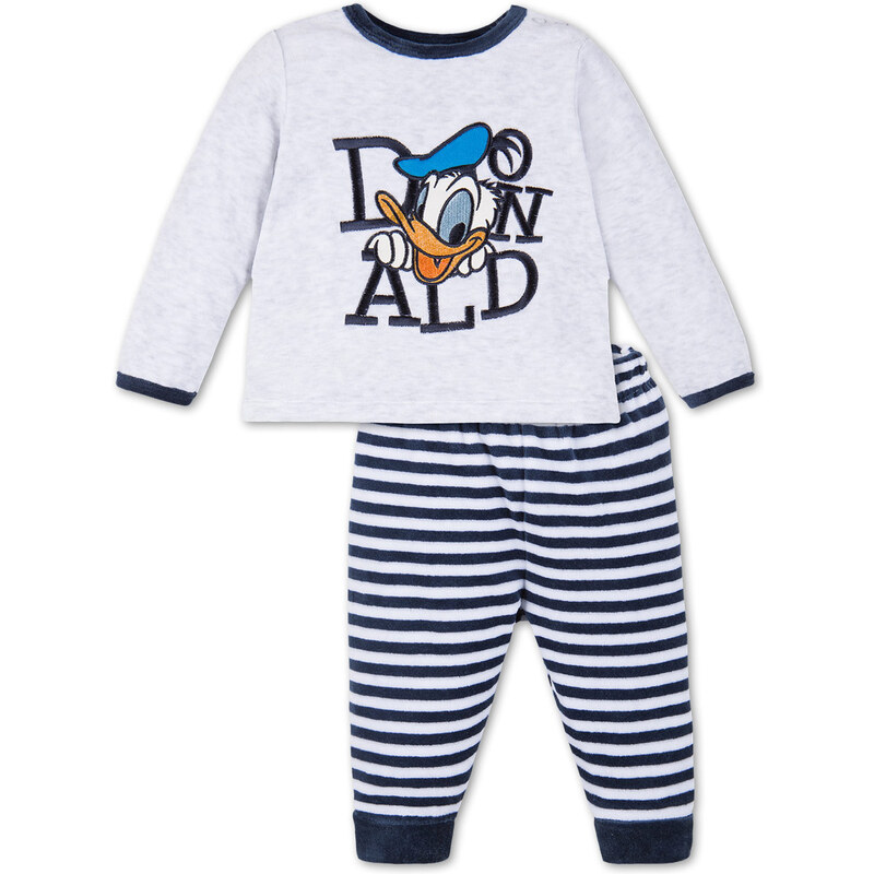 C&A Baby Donald Duck Velours-Baby-Pyjama in Grau