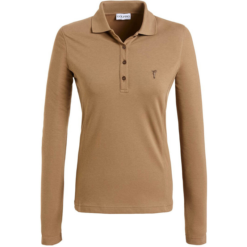 Golfino: Damen Golf Polo-Shirt The Brushed Sun Protection Langarm, rot/gelb, verfügbar in Größe 36,38,42,40