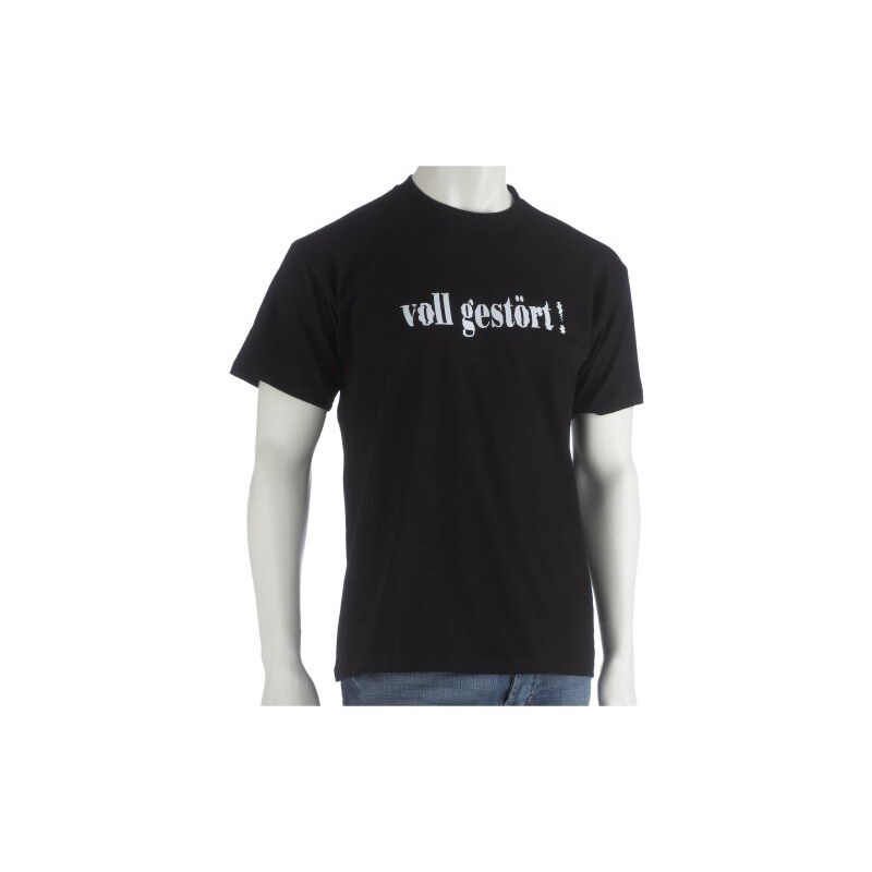 Coole Fun T-Shirts VOLL GESTÖRT T-Shirt Fun T-Shirts, schwarz/weiss